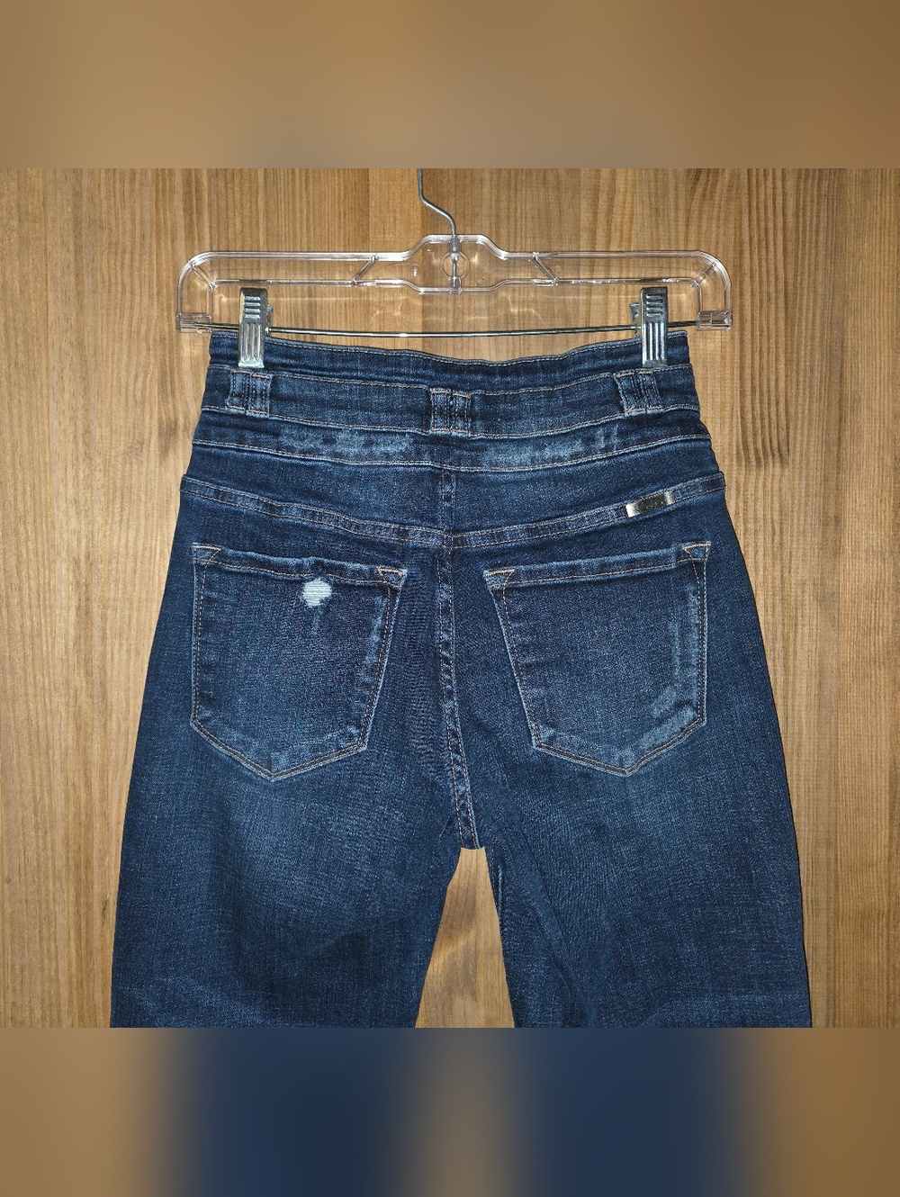 KanCan Women’s SuperHigh-Rise Dark Blue Girlfriend Jeans - Picture 4 of 6